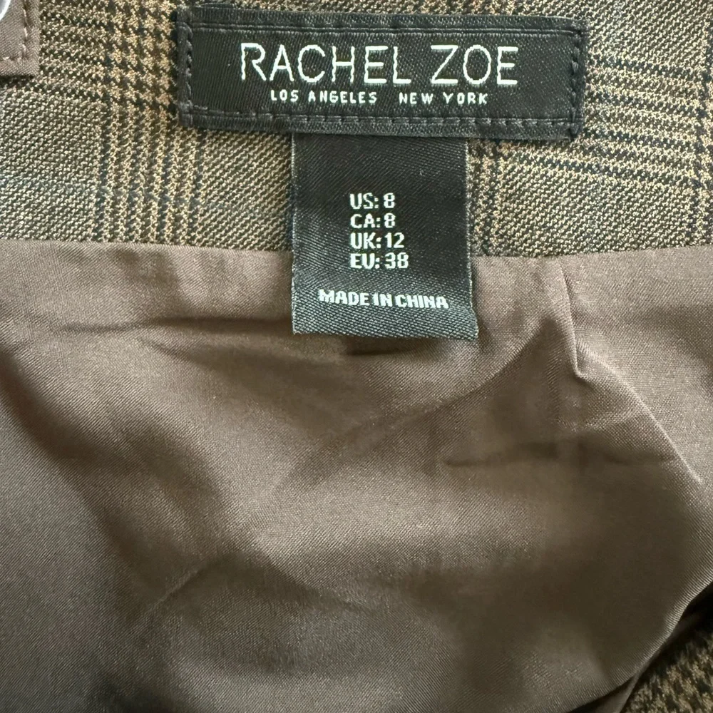 Rachel Zoe Brown And Black Plaid Mini Skirt NWOT Size 8